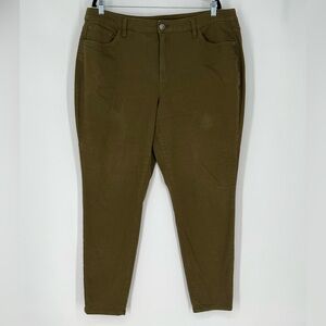 LANE BRYANT OLIVE BRUSHED COTTON BLEND STRAIGHT LEG JEANS W/FLATTERING STRETCH‎